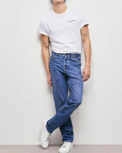 Homme The Kooples Jeans^Jean Straight delavé bleu denim