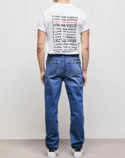 Homme The Kooples Jeans^Jean Straight delavé bleu denim