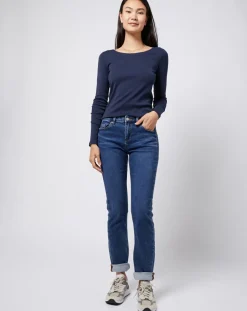 Femme Esprit Jeans^Jean stretch Slim en coton biologique mélangé bleu moyen