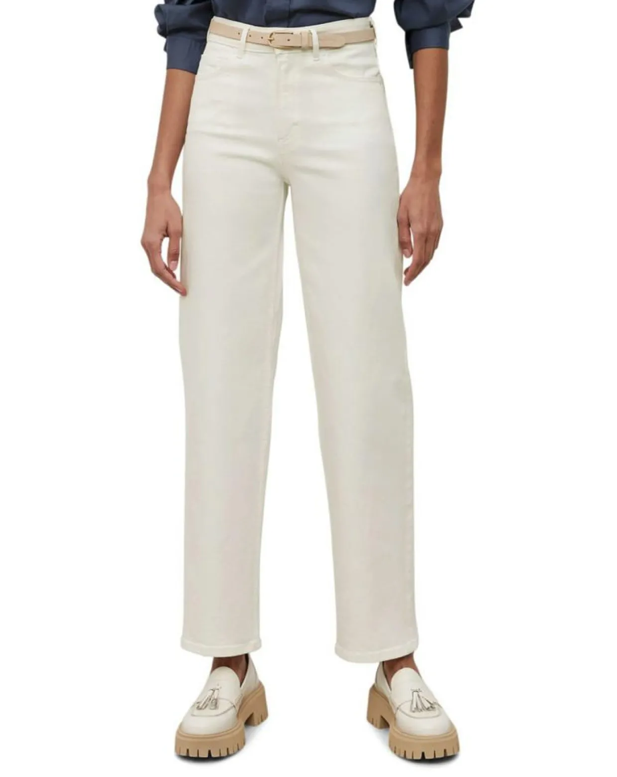Jean taille haute Wideleg blanc-Marc O'Polo Outlet