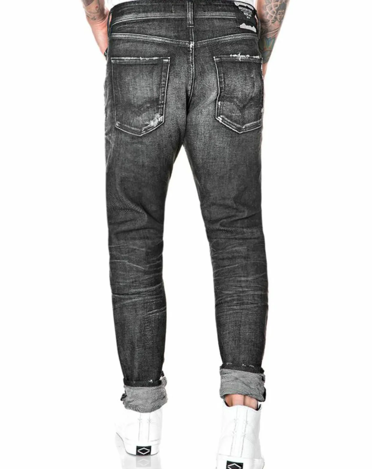 Homme Replay Jeans^Jean Tapered Tinmar noir délavé