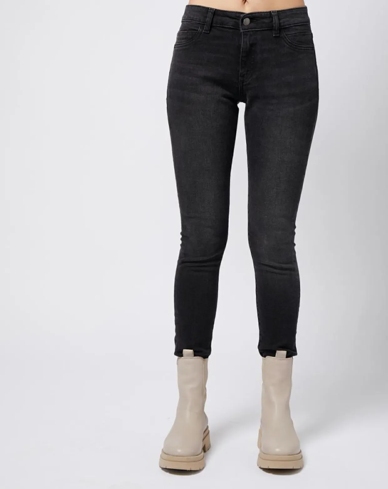 Femme Esprit Jeans^Jegging à taille mi-haute Slim Fit délavé gris foncé