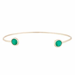 Femme Moonstone Bracelets^Jonc Aya Agate verte en laiton doré
