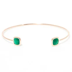 Femme Moonstone Bracelets^Jonc Rosy Agate verte en laiton rosé