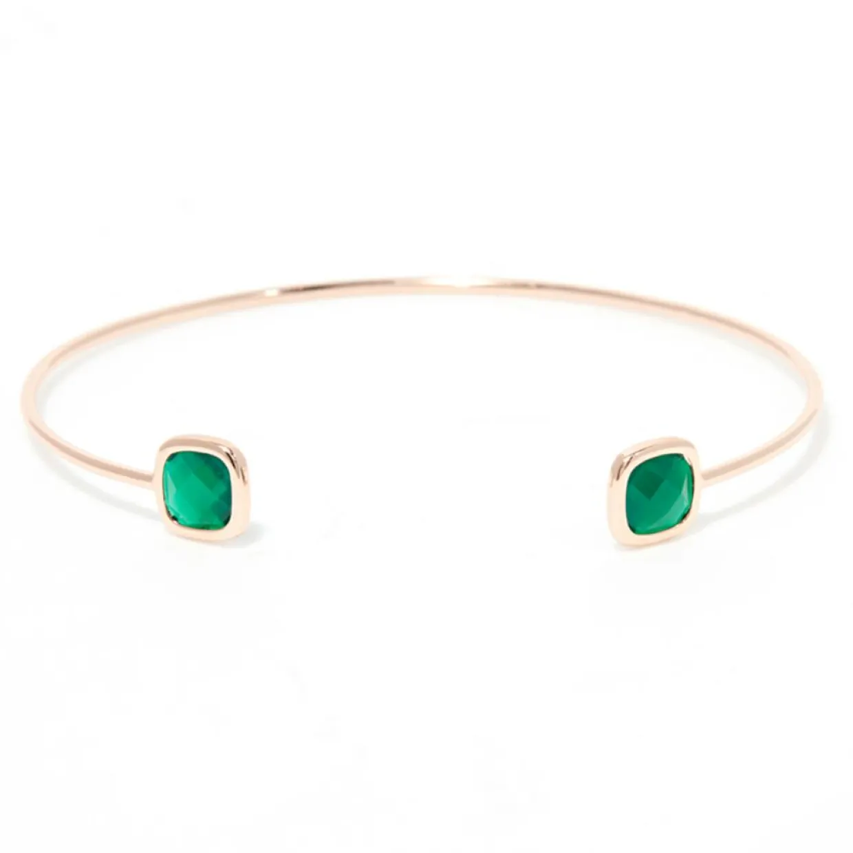 Femme Moonstone Bracelets^Jonc Rosy Agate verte en laiton rosé