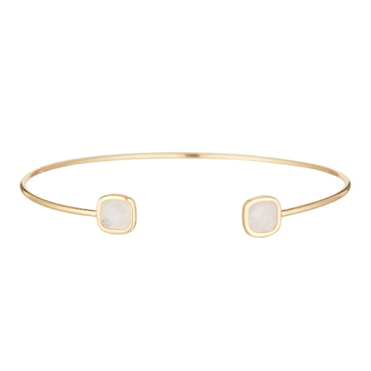 Jonc Rosy Quartz en laiton doré-Moonstone
