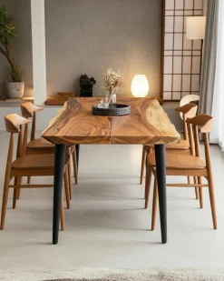 Kanpur - Table repas en suar massif L160 cm 6 pers.-Uniqka Outlet