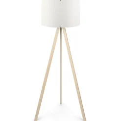 Opviq Lampadaire^Lampadaire Ayd blanc/chêne - 38x140x200 cm