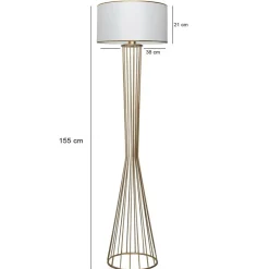 Opviq Lampadaire^Lampadaire Ayd blanc/doré - 21x38x155 cm