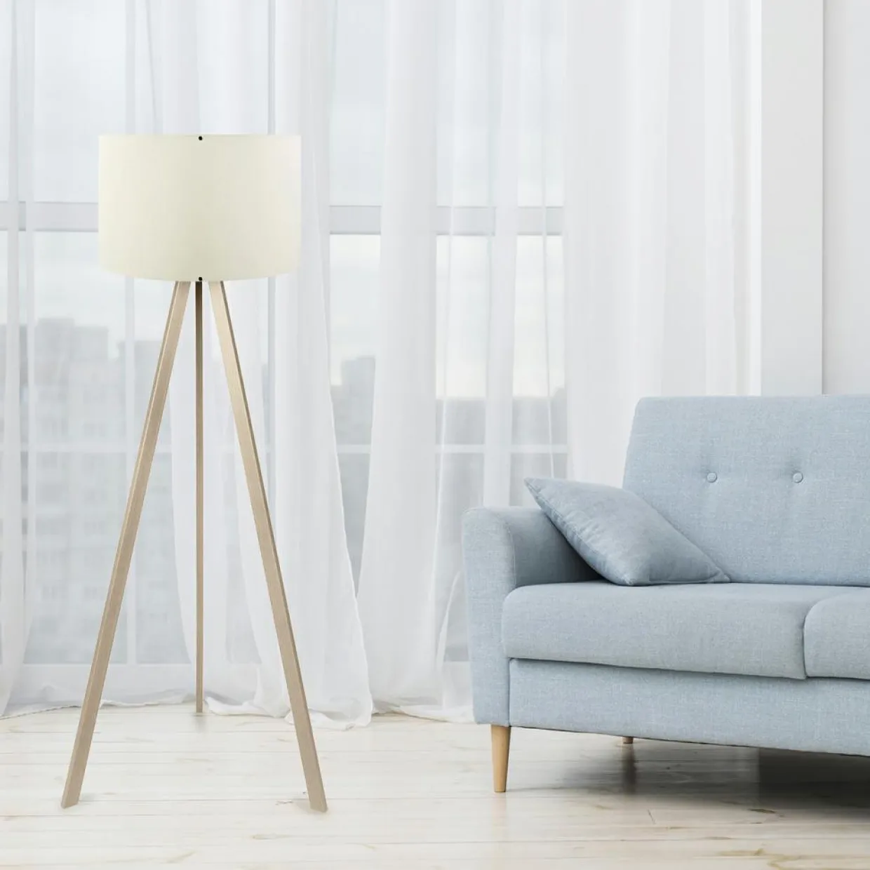 Opviq Lampadaire^Lampadaire Ayd crème/chêne - 38x140 cm