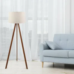 Lampadaire Ayd écru/marron - 38x140x200 cm-Opviq Clearance