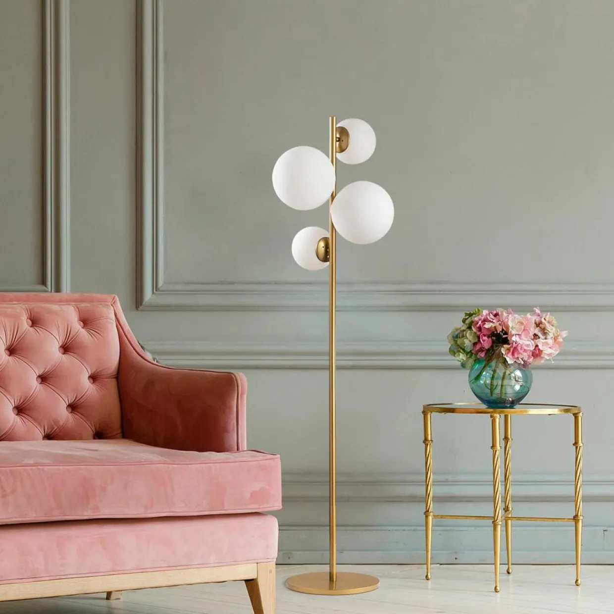 Lampadaire Fazli doré - 33x33x162 cm-Sheen Online