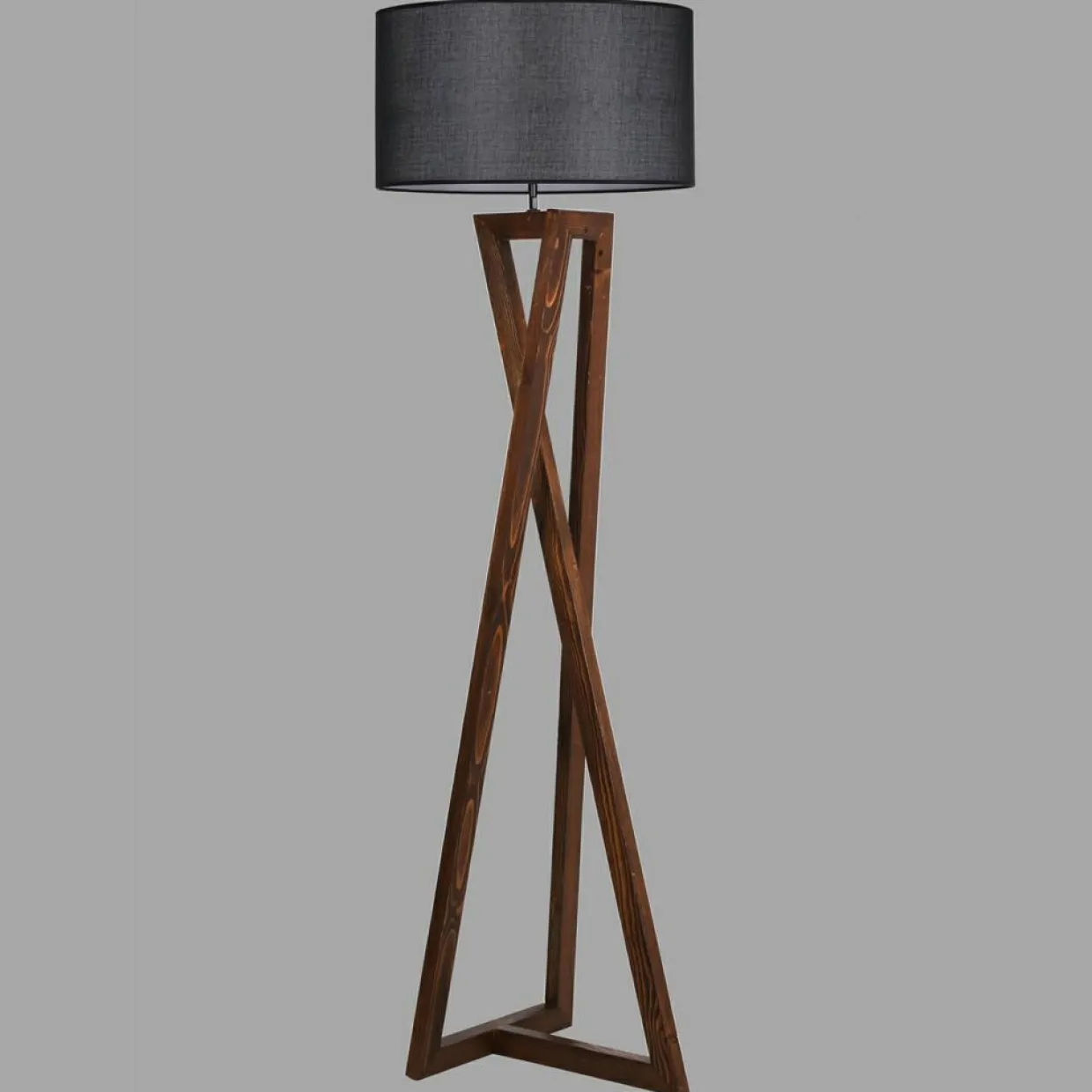 Opviq Lampadaire^Lampadaire Macka noir/noyer - D.45x166 cm