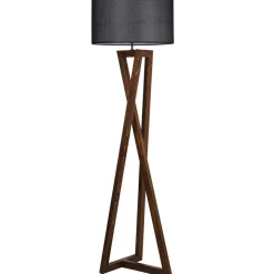 Opviq Lampadaire^Lampadaire Macka noir/noyer - D.45x166 cm