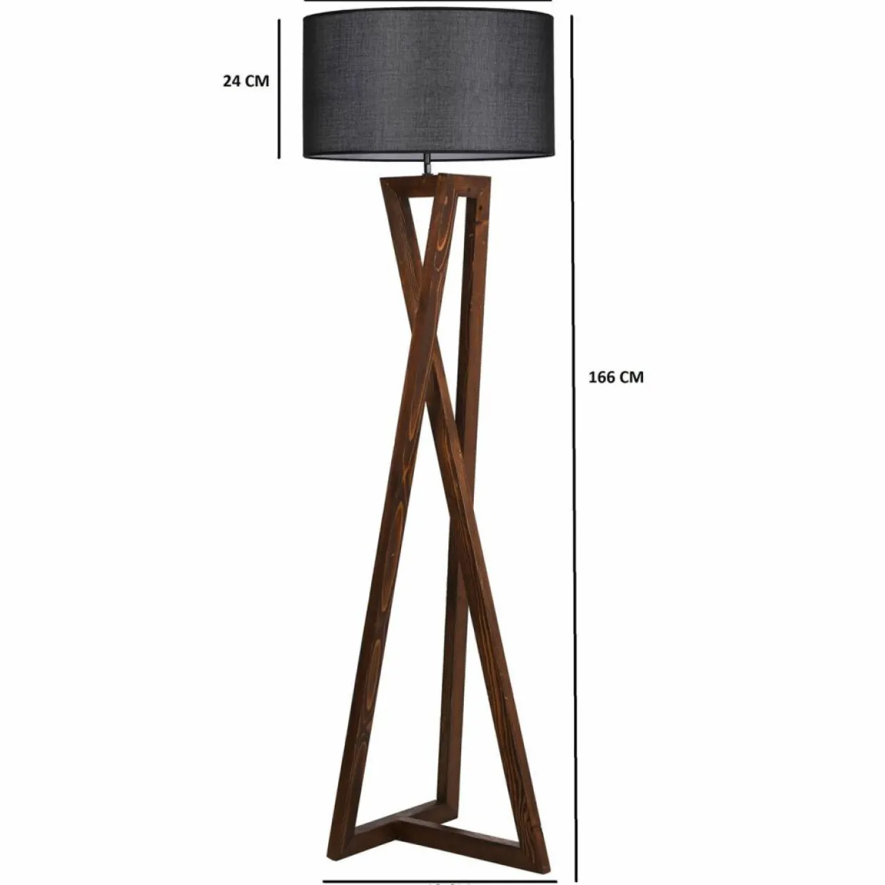 Opviq Lampadaire^Lampadaire Macka noir/noyer - D.45x166 cm