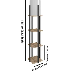 Lampadaire Nora naturel/noir - 21x21x135 cm-Opviq