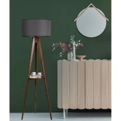 Opviq Lampadaire^Lampadaire Sehbali noyer/gris - D.45x153 cm