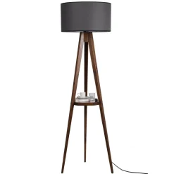 Opviq Lampadaire^Lampadaire Sehbali noyer/gris - D.45x153 cm