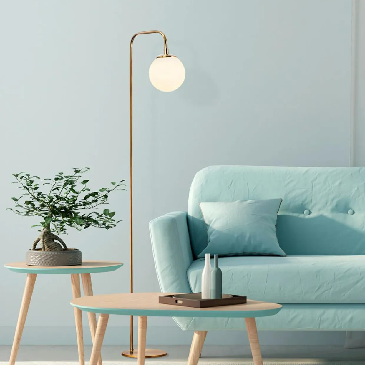 Lampadaire Viran doré - 27x27x146 cm-Opviq