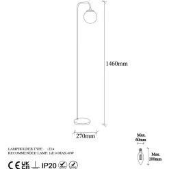 Lampadaire Viran doré - 27x27x146 cm-Opviq