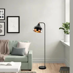 Opviq Lampadaire^Lampadaire Yildo cuivre/noir - 30x17x120 cm