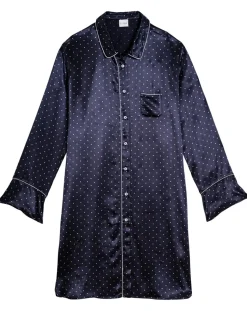 Femme Le Chat Lingerie, Nuit^Liquette en satin Moon marine