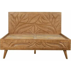 Bois & Chiffons Lits^Lit sculpté manguier floria marron - 165x212x110 cm