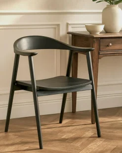 Lot de 2 Chaise Dewi en teck massif noir-Uniqka New