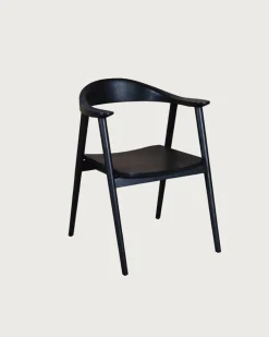 Lot de 2 Chaise Dewi en teck massif noir-Uniqka New