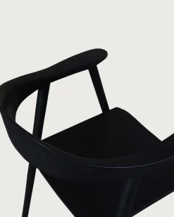 Lot de 2 Chaise Dewi en teck massif noir-Uniqka New