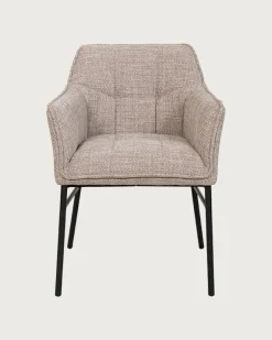 Lot de 4 Chaise en tissu Taupe et pieds métal-Uniqka Outlet