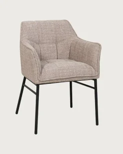 Lot de 4 Chaise en tissu Taupe et pieds métal-Uniqka Outlet