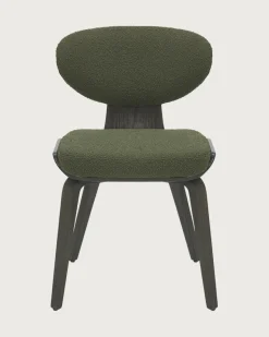 Lot de 4 Chaise hele en tissu vert et pieds en bois-Uniqka Outlet