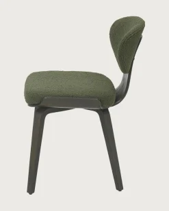 Lot de 4 Chaise hele en tissu vert et pieds en bois-Uniqka Outlet