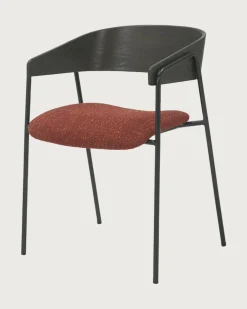Uniqka Chaises^lot de 4 Chaise wisla en tissu avec dossier en bois et pieds en métal