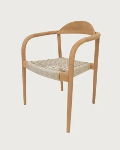 Uniqka Chaises^Lot de 2 chaises Kima en teck massif et corde beige