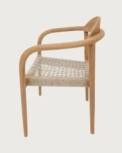 Uniqka Chaises^Lot de 2 chaises Kima en teck massif et corde beige