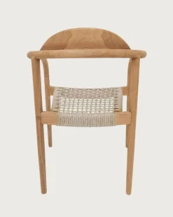 Uniqka Chaises^Lot de 2 chaises Kima en teck massif et corde beige