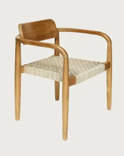 Lot de 2 chaises Kimo en teck massif et corde beige- marron-Uniqka