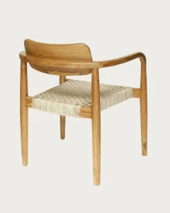 Lot de 2 chaises Kimo en teck massif et corde beige- marron-Uniqka