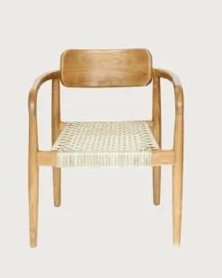 Lot de 2 chaises Kimo en teck massif et corde beige- marron-Uniqka