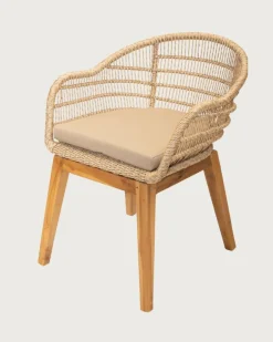 Uniqka Chaises^Lot de 2 chaises Maelie en teck massif et corde beige