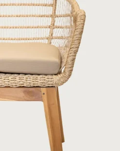 Uniqka Chaises^Lot de 2 chaises Maelie en teck massif et corde beige