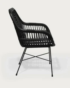 Uniqka Chaises^Lot de 4 chaises Myko en rotin noir