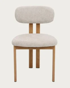 Lot de 4 chaises Zuno en tissu beige et pieds métal-Uniqka Discount
