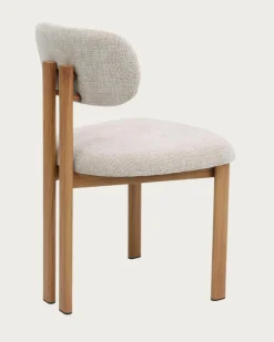 Lot de 4 chaises Zuno en tissu beige et pieds métal-Uniqka Discount