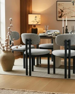Lot de 4 chaises Zuno en tissu grise et pieds métal-Uniqka Best