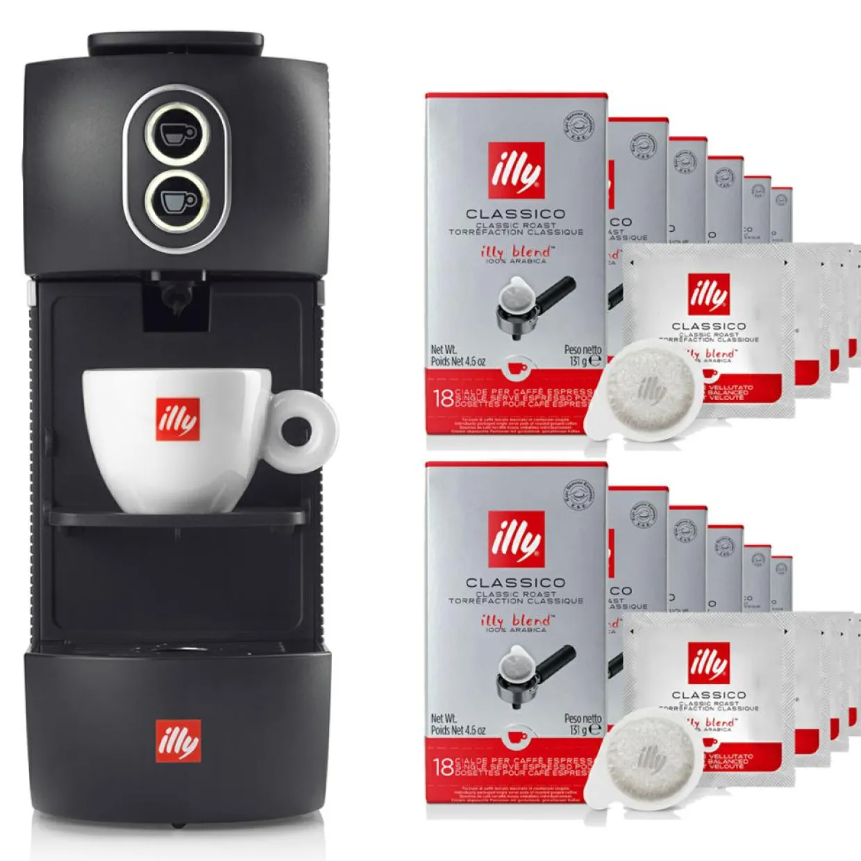 Illy Electroménager^Machine ESE noire + 12x18 dosettes E.S.E Torréfaction Classique