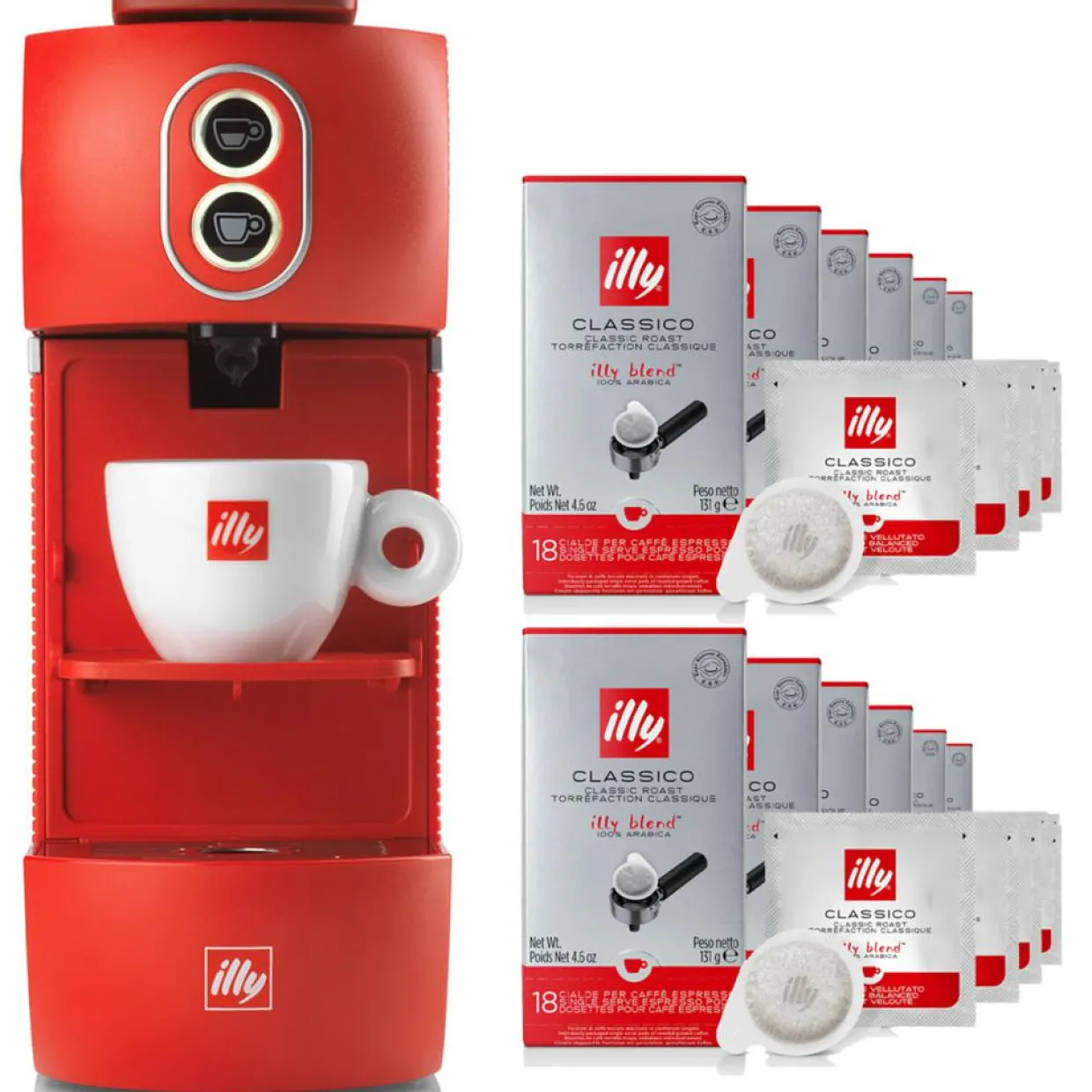 Machine ESE rouge + 12x18 dosettes E.S.E Torréfaction Classique-Illy