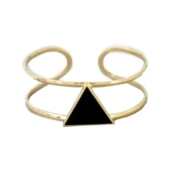 Manchette Tara Onyx noire en laiton doré-Moonstone Best